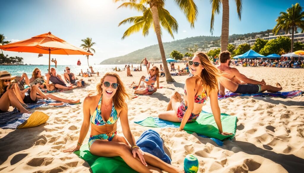 Tourists enjoying Kingston, Jamaica