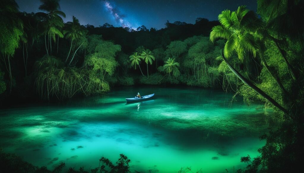 bioluminescent lagoon